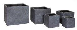 Plantenbak Arizona Cubi - L55 X B55 X H46cm - Donkergrijs -Tuinplantenwinkel arizona cubi graphite w55h46 plantenbak 7 8