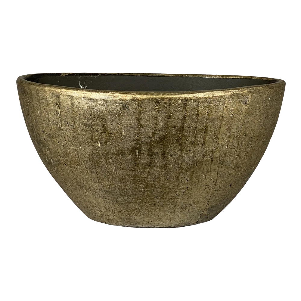 Bloempot Kos Ovaal - L41 X B19 X H22cm - Goud 3 Bloempot Kos Ovaal - L41 X B19 X H22cm - Goud