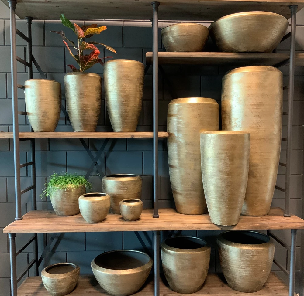 Bloempot Kos - D20 X H18cm - Goud 5 Bloempot Kos - D20 X H18cm - Goud - Afbeelding 3