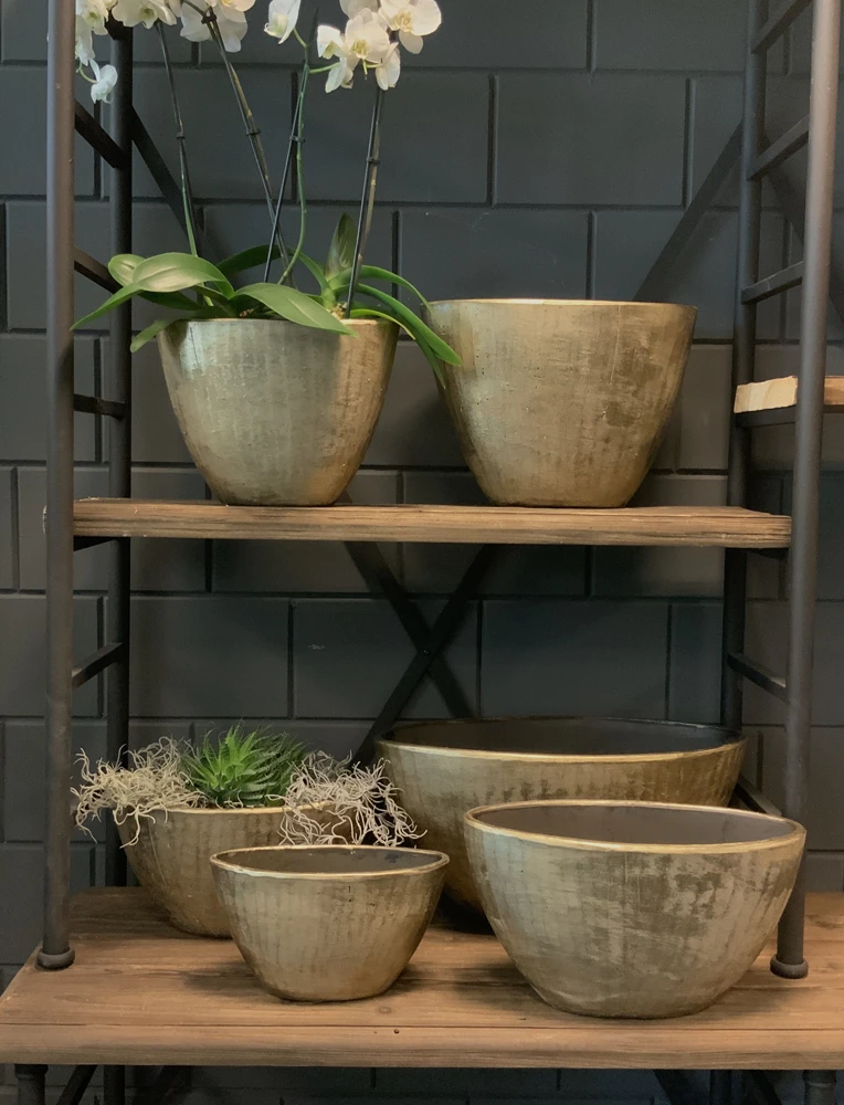 Bloempot Kos Ovaal - L41 X B19 X H22cm - Goud 5 Bloempot Kos Ovaal - L41 X B19 X H22cm - Goud - Afbeelding 3