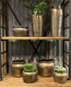 Bloempot Marrakesh - D21 X H17cm - Zilver Goud -Tuinplantenwinkel bloempot marrakesh serie 3 1