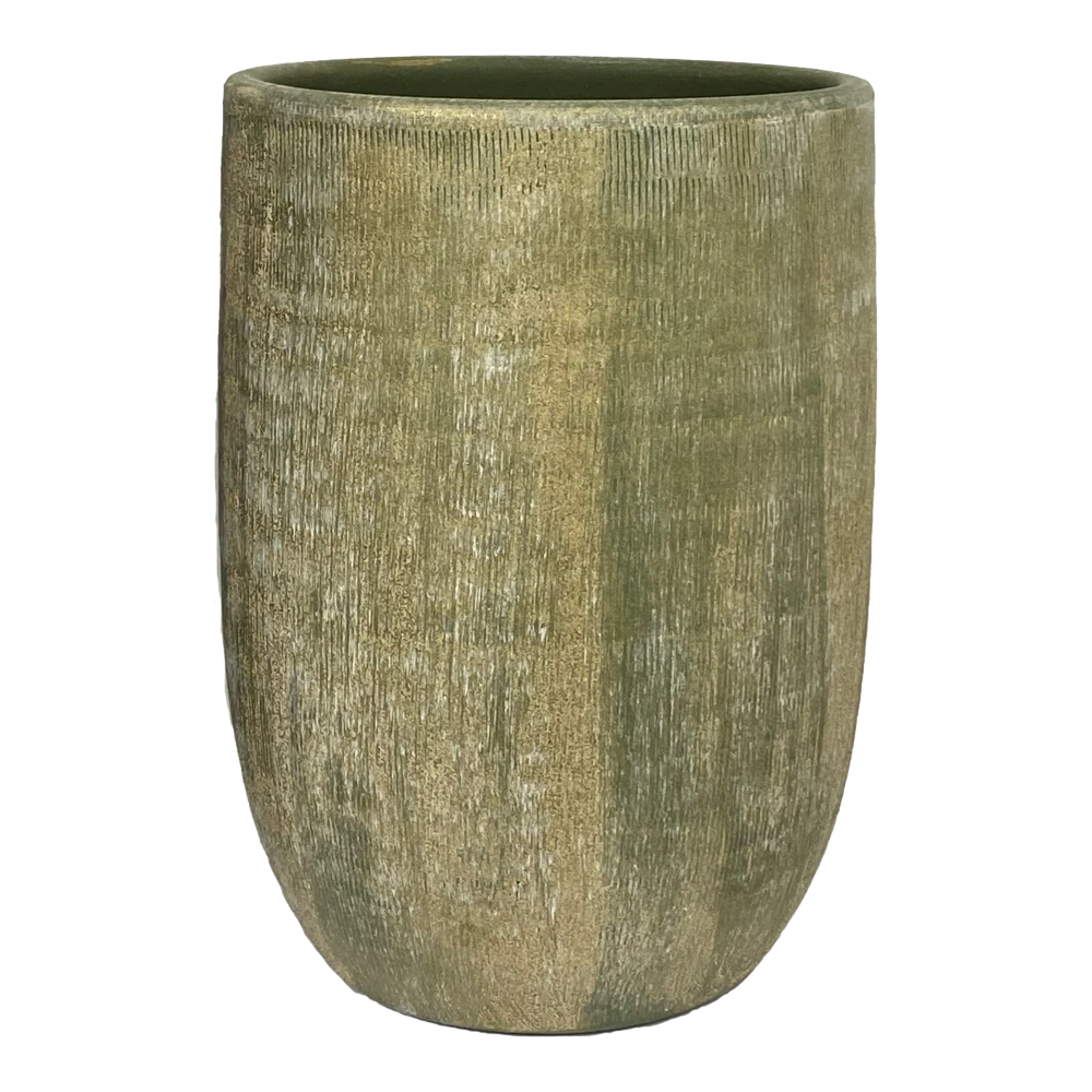 Bloempot Miami Hoog - D26 X H40cm - Groen Cement 3 Bloempot Miami Hoog - D26 X H40cm - Groen Cement