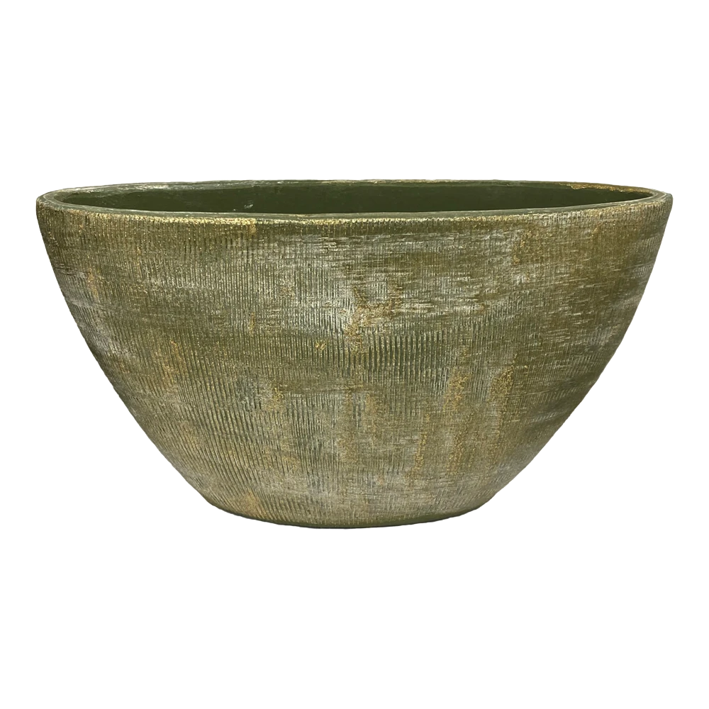 Bloempot Miami Ovaal - L35 X D16 X H19cm - Groen Cement 3 Bloempot Miami Ovaal - L35 X D16 X H19cm - Groen Cement