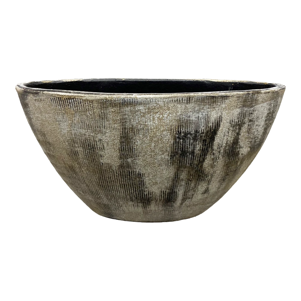 Bloempot Miami Ovaal - L35 X D16 X H19cm - Zwart Cement 3 Bloempot Miami Ovaal - L35 X D16 X H19cm - Zwart Cement