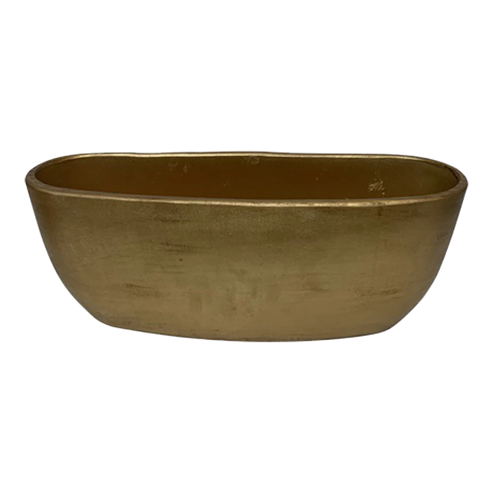 Bloempot Shanon Ovaal - L45 X B18 X H16cm - Mat Goud 3 Bloempot Shanon Ovaal - L45 X B18 X H16cm - Mat Goud