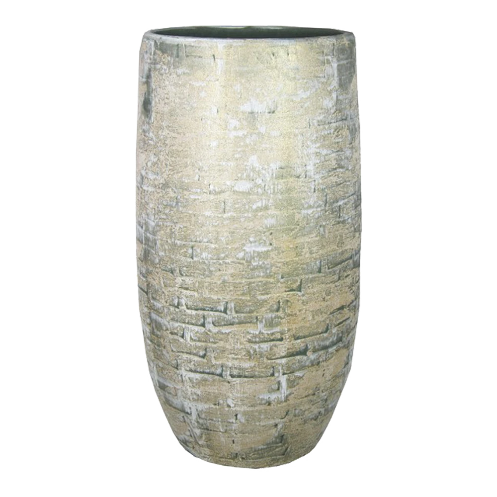 Bloempot Steef Hoog - D29 X H60cm - Creme Groen 3 Bloempot Steef Hoog - D29 X H60cm - Creme Groen