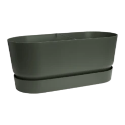 Bloembak Elho Greenville Terrace 80cm - Met Wielen - Bladgroen -Tuinplantenwinkel greenville terrace trough 80cm wheels plantenbak bladgroen 3 10