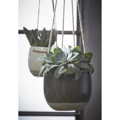 Hangpot Resa - D16,5 X H13,5cm - Donkergrijs -Tuinplantenwinkel hangpot resa d16 5 x h13 5cm donkergrijs hangpot 3 1