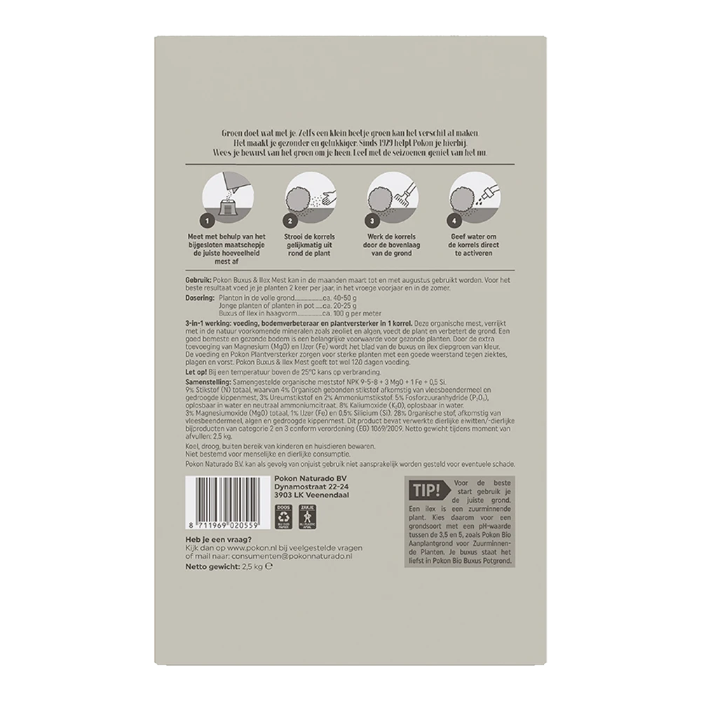 Pokon Buxus & Ilex Mest 2,5kg - Tuinplanten Voeding 4 Pokon Buxus & Ilex Mest 2,5kg - Tuinplanten Voeding - Afbeelding 2