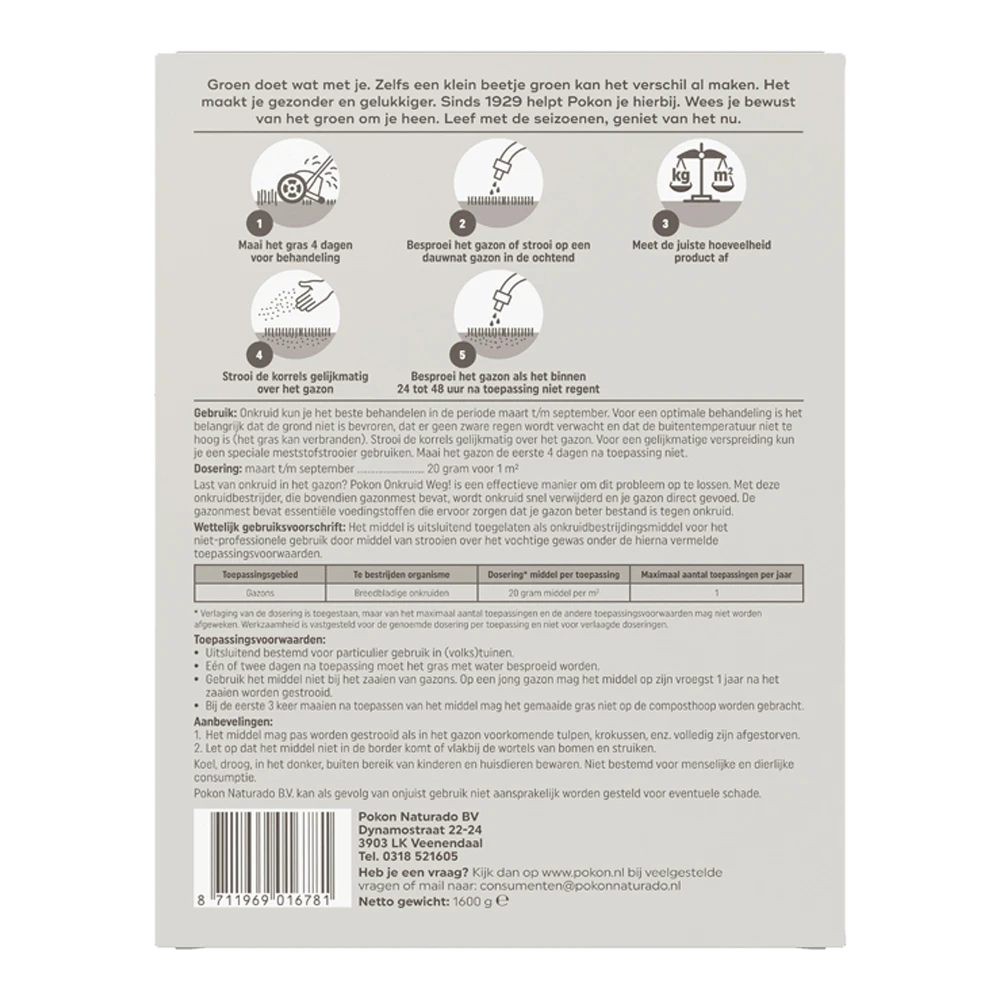Pokon Onkruid Weg! 1,6kg Voor 80mu00b2 - Onkruid En Aanslag 4 Pokon Onkruid Weg! 1,6kg Voor 80mu00b2 - Onkruid En Aanslag - Afbeelding 2