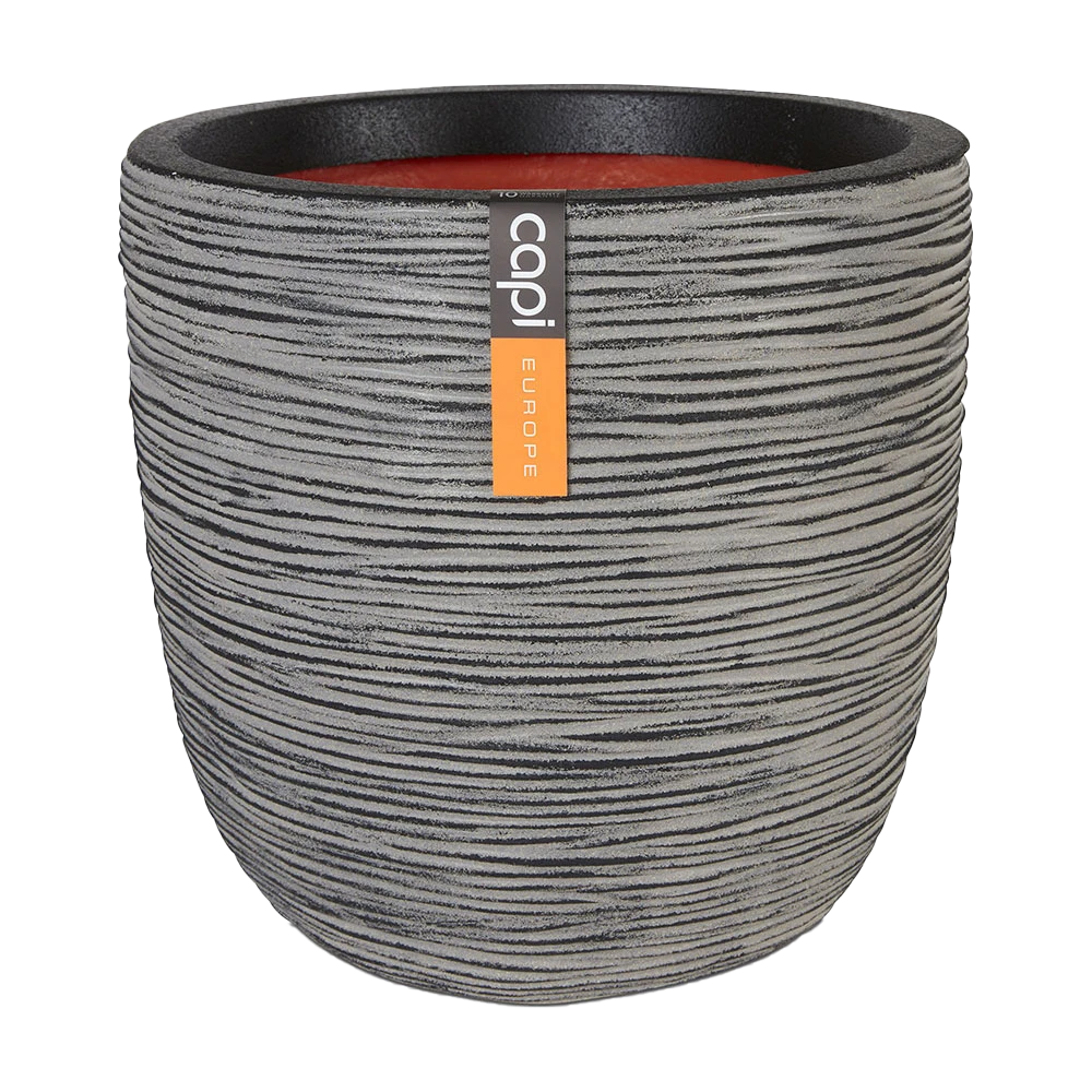 Capi Bloempot Bol Nature Rib NL - D35 X H34cm - Antraciet 3 Capi Bloempot Bol Nature Rib NL - D35 X H34cm - Antraciet