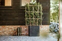 Capi Plantenbak Vierkant Nature Rib NL - L50 X B50 X H50cm - Zwart -Tuinplantenwinkel pot vierkant rib nl 50x50x50 zwart plantenbak 7 8