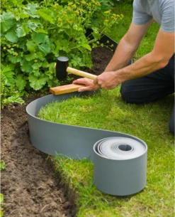 Tuinborderrand PE Grijs 3mm - 10x0,15m - Nature -Tuinplantenwinkel tuinborderrand pe grijs 3mm 10x0 15m nature 3
