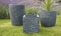 Bloempot Utah Egg High - D28 X H38cm - Donkergrijs -Tuinplantenwinkel utah egg pot high graphite d28h38 bloempot 7 8