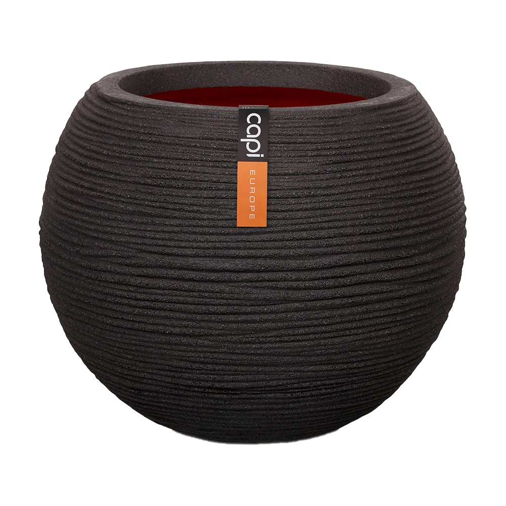 Capi Bloempot Hoog Nature Rib NL - D40 X H32cm - Zwart 3 Capi Bloempot Hoog Nature Rib NL - D40 X H32cm - Zwart