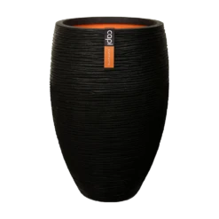 Capi Bloempot Hoog Nature Elegant Deluxe Rib NL - D38 X H58cm - Zwart